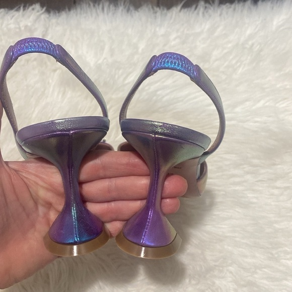 Amina Muaddi Begum crystal-embellished metallic leather slingback pumps size39.5 - Picture 8 of 15